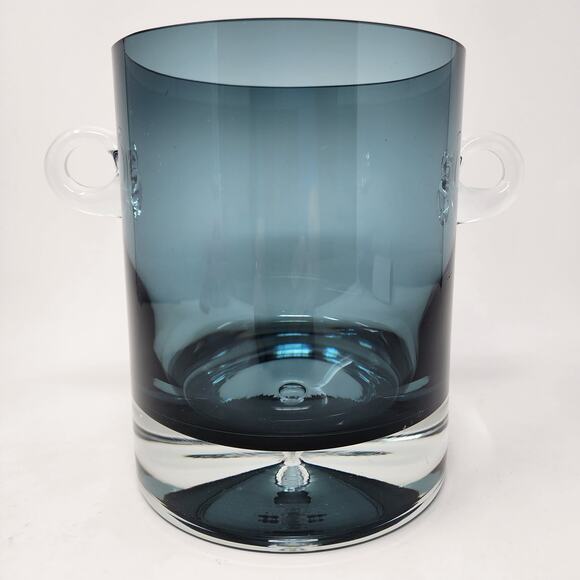 Block Alborg Ice Bucket  Smoke Blue Crystal Suspended Bubble Modern Heavy - Picture 1 of 8